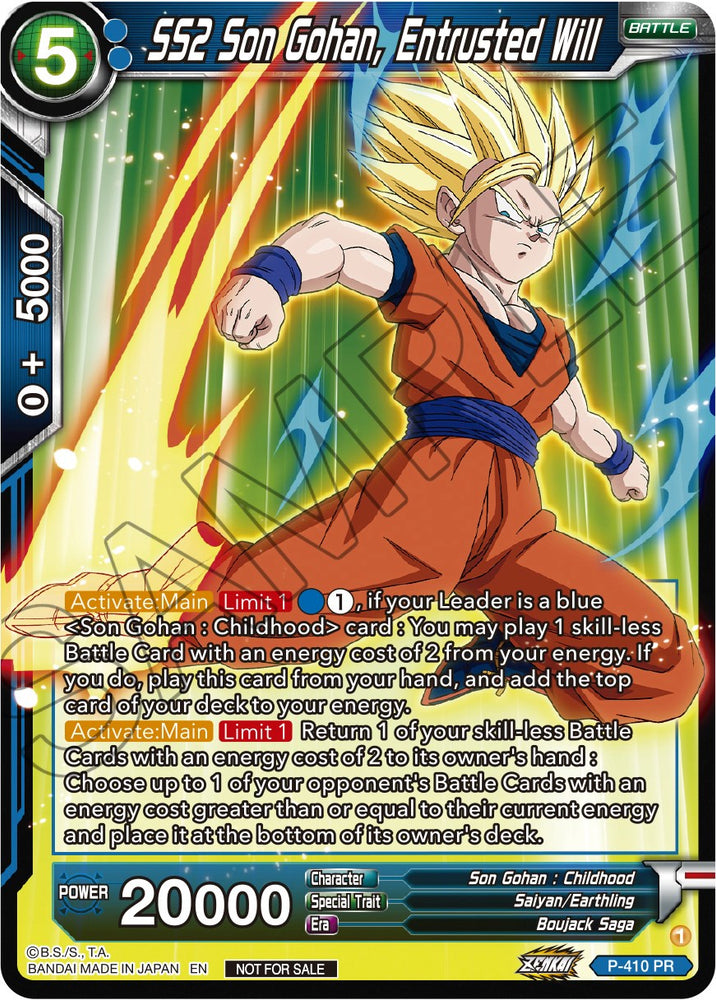 SS2 Son Gohan, Entrusted Will (Zenkai Series Tournament Pack Vol.1) (P-410) [Tournament Promotion Cards]